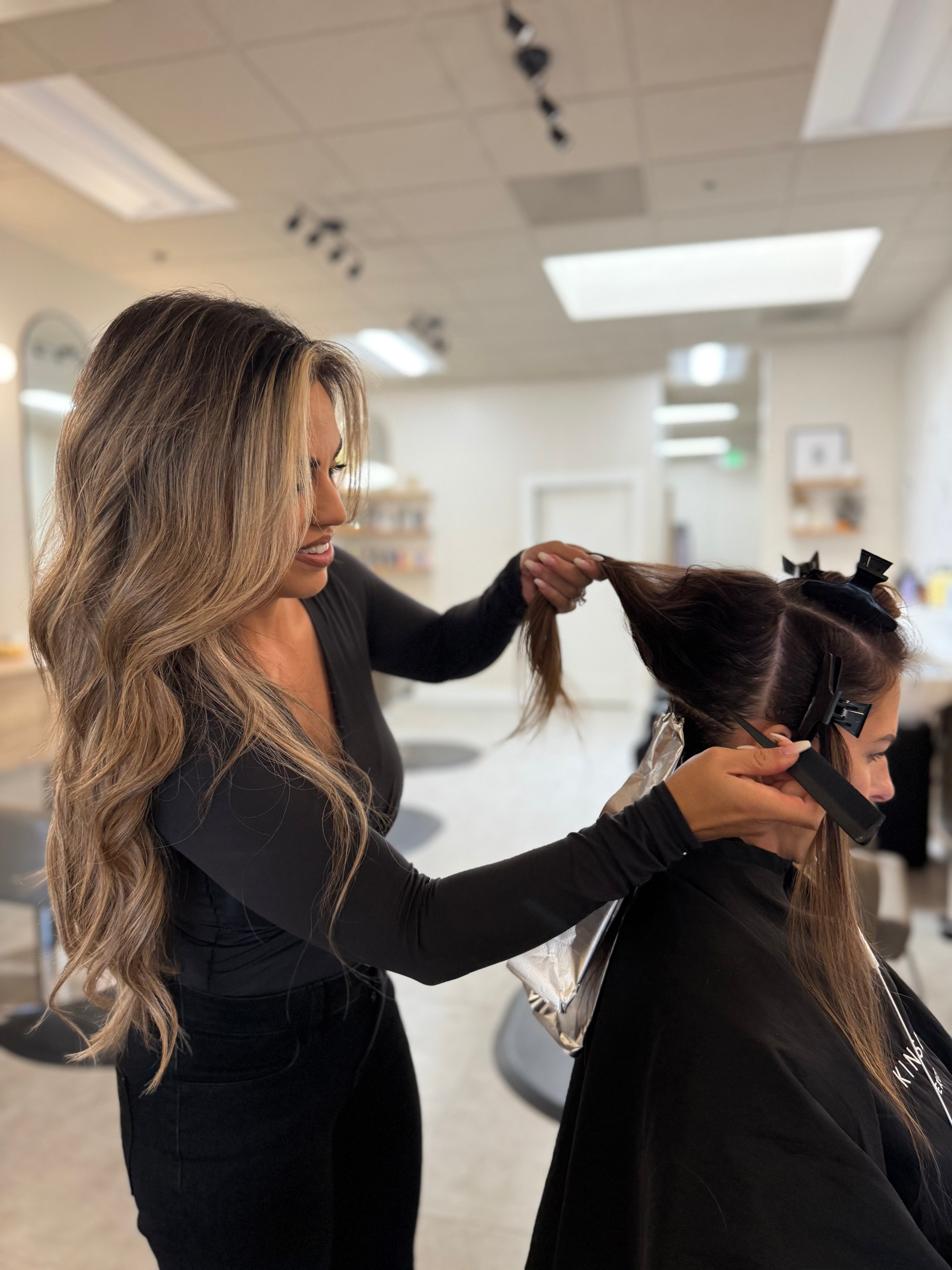 Luxury hand tied hair extensions at Kinsley and Mane Hair Lounge